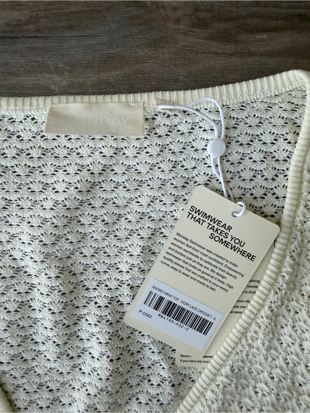 Monday Swimwear Ivory Crochet Wrap Top - Picture 8 of 8